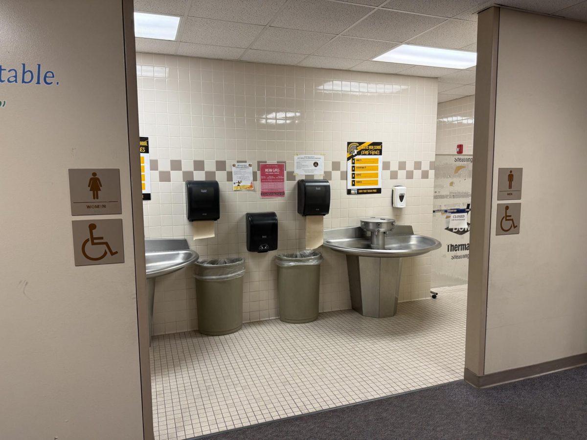 The Middle H Bathroom at the high school. The men's restroom has been blocked off and not able to be used for a while now. 