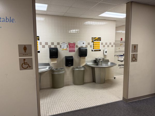 The Middle H Bathroom at the high school. The men's restroom has been blocked off and not able to be used for a while now. 