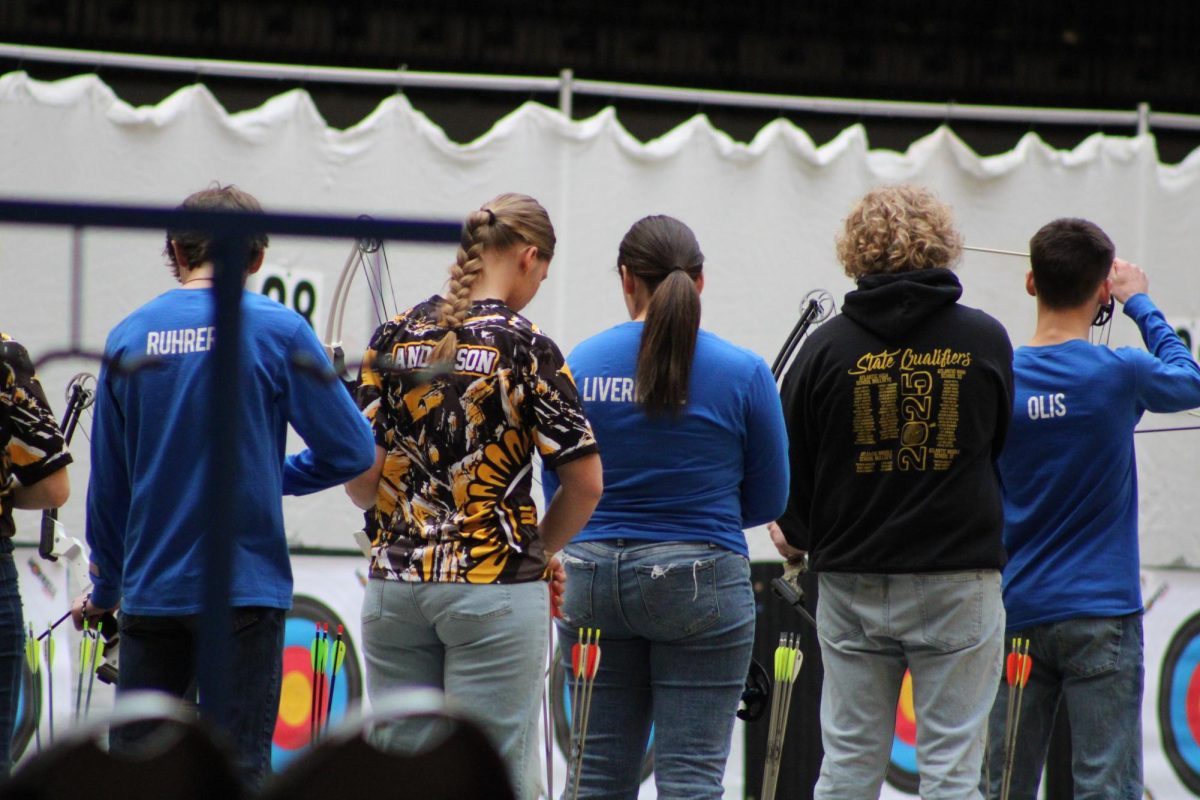 A photo from last year's state archery tournament. Now senior and team captain Shauna Anderson shot her arrows at this tournament. 