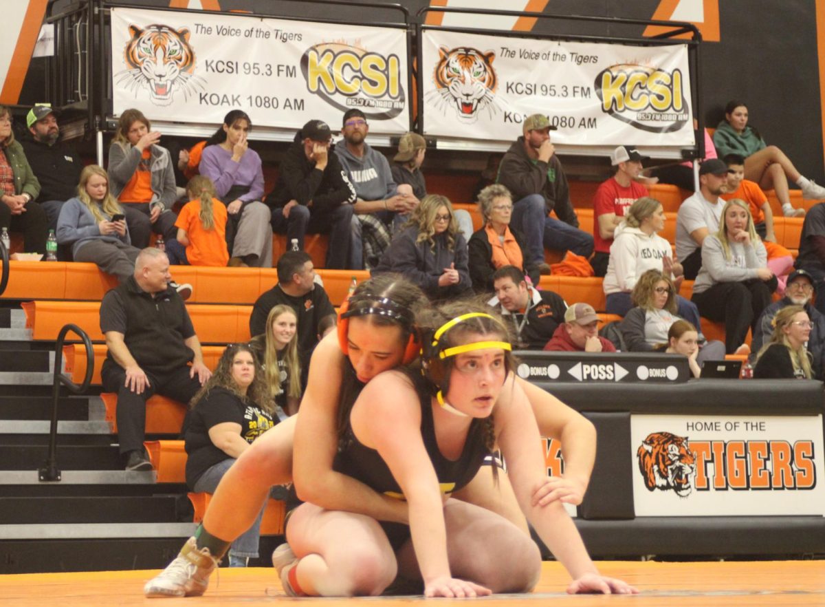 Alivia Knuth  is ready in the bottom position. Waiting for the match to officially begin. Keeping calm and steady as she anticipated the start.