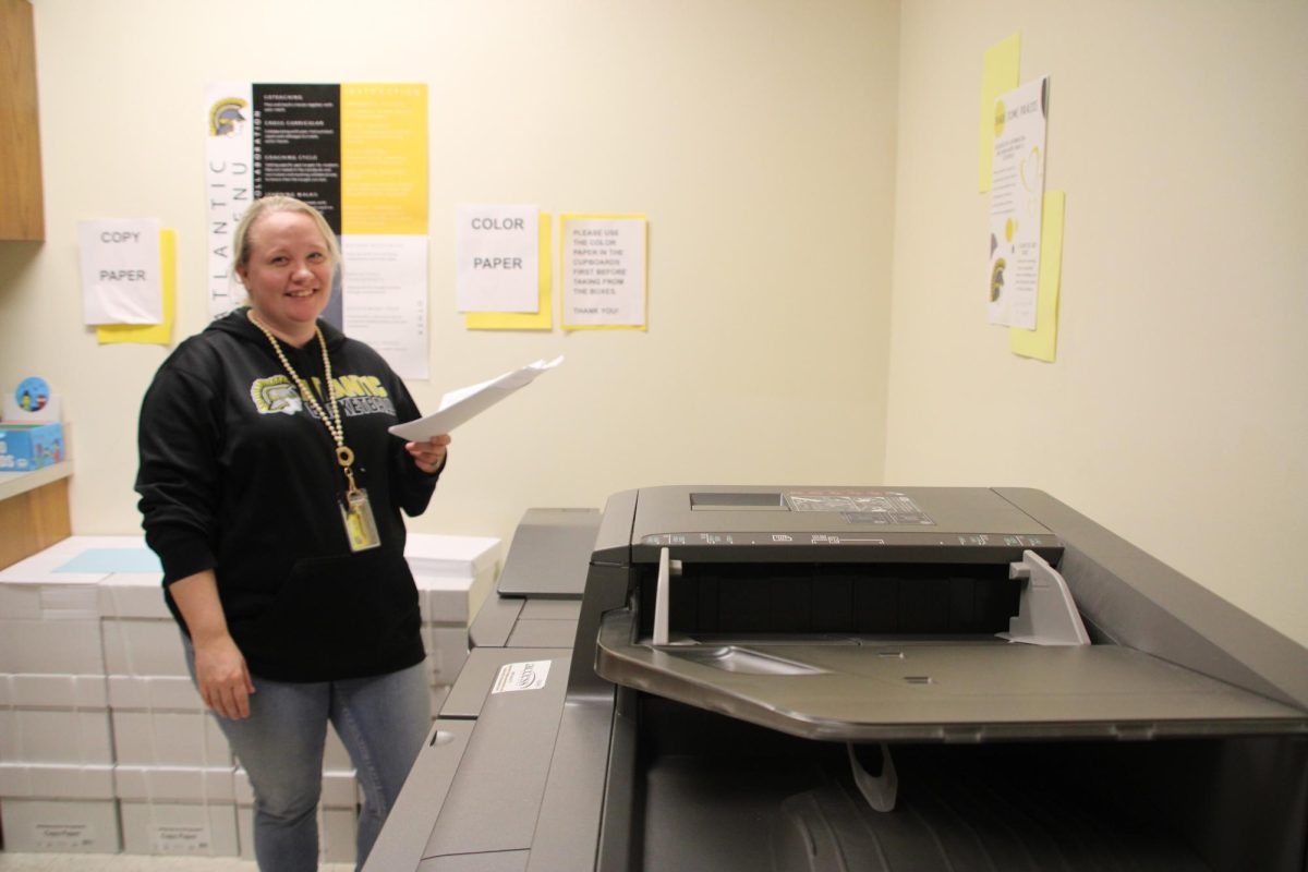 Holly Esbeck printing for her next class.