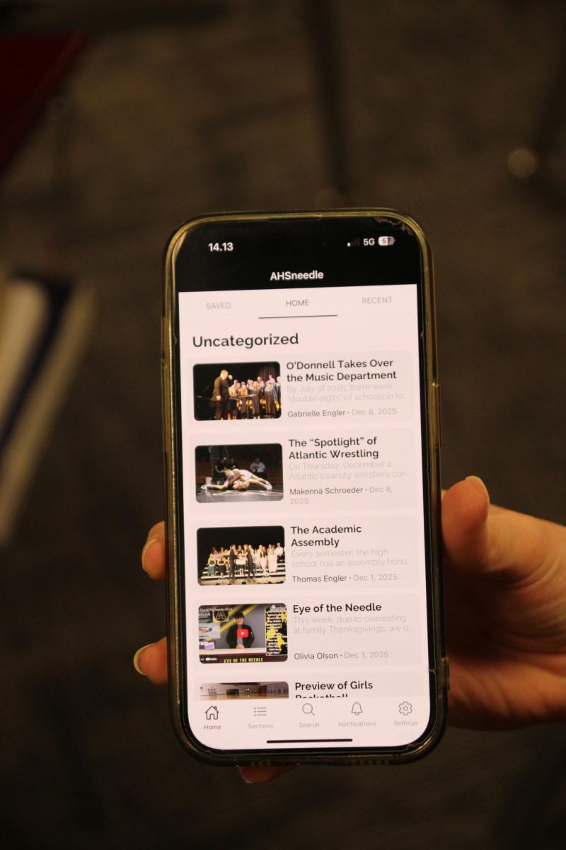 The AHSNeedle app on a student's phone