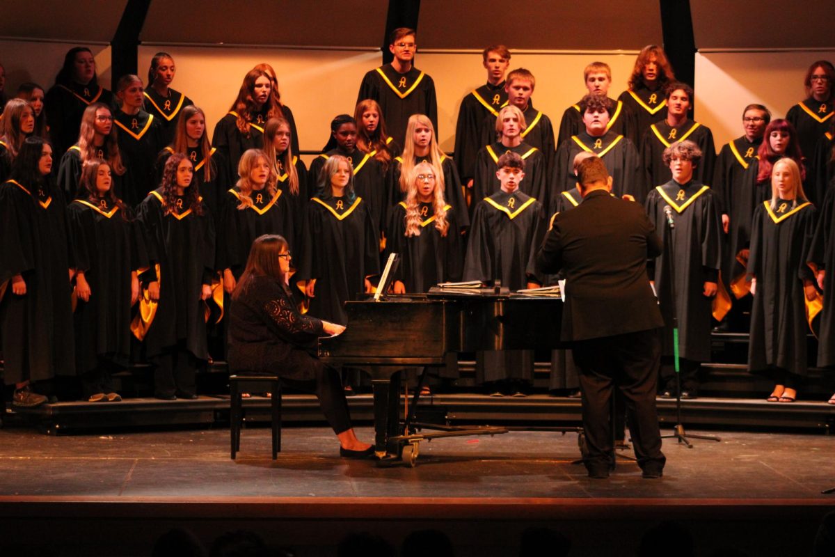 Choir students sing under the direction of Jarrod O'Donnell at the winter concert, Dec. 13, 2025.