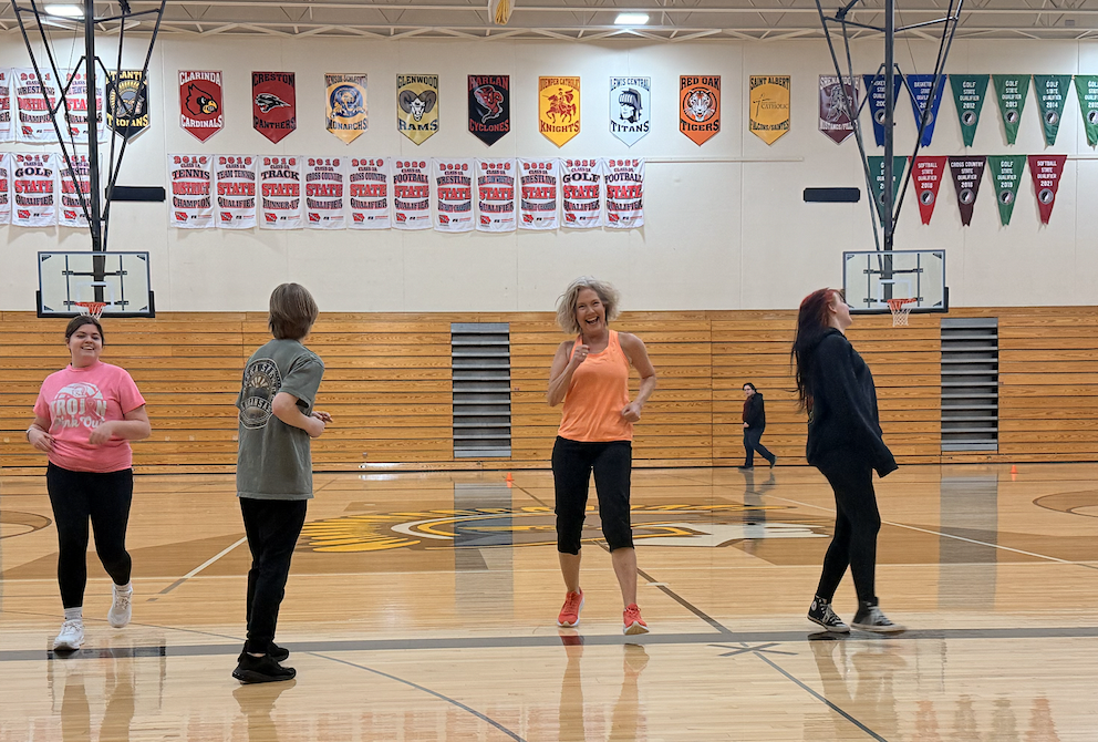 Berryhill grins through the Pacer Test on Thursday.
