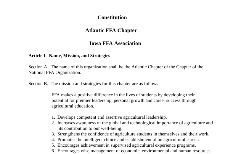 FFA Constitution Updates