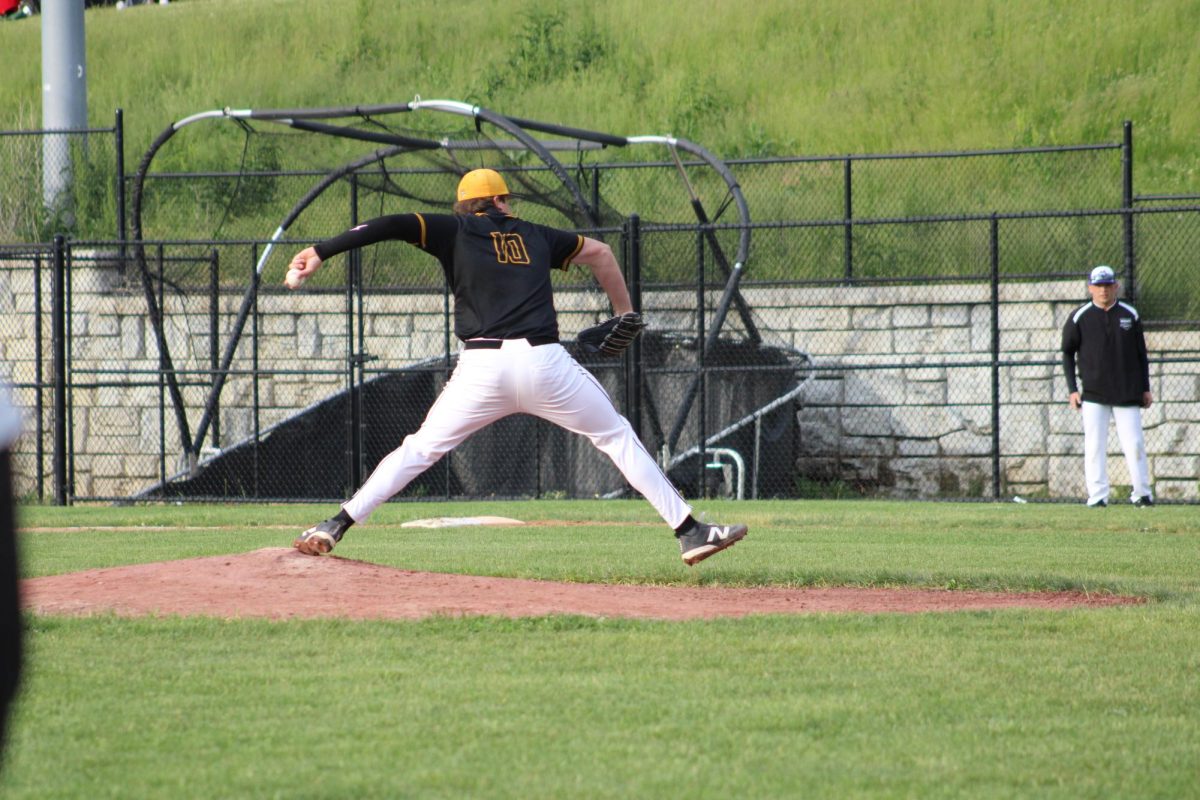 Jack Muller is preparing to pitch the ball.