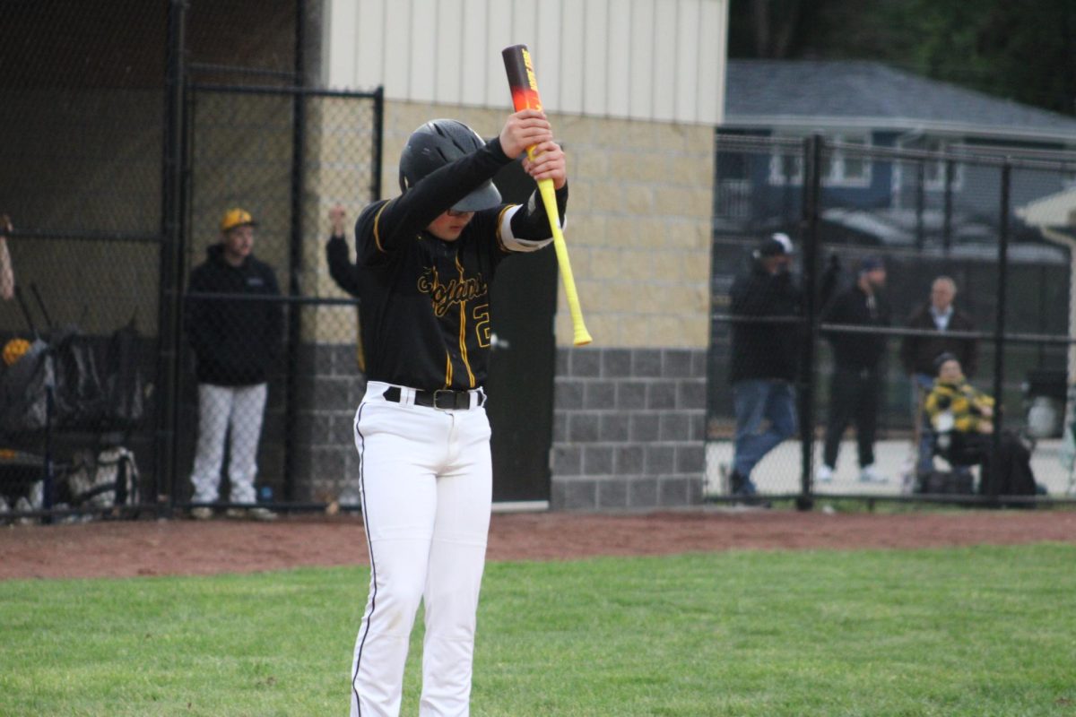 Colin Harris prepares to bat.