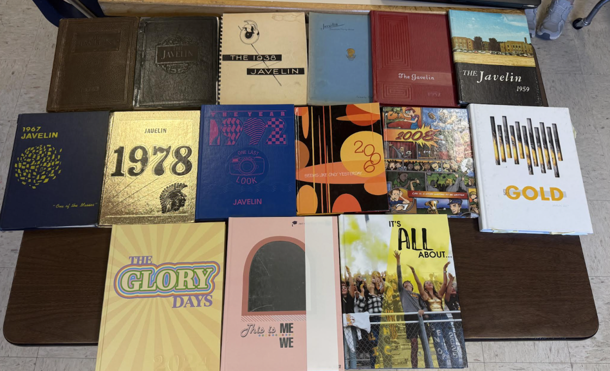 A variety of past yearbooks