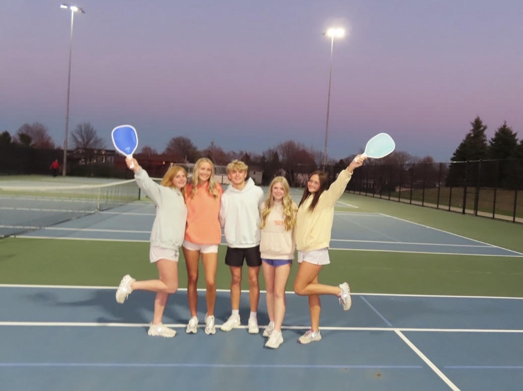 A group of students is all smiles after playing pickleball. Photo contributed by Michael Hocamp